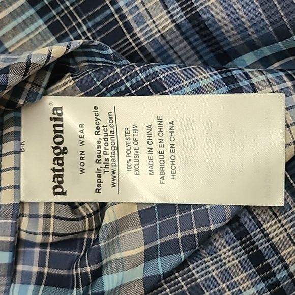 Patagonia Shirt - Plaid short sleeve button down - Men's large Blue - Picture 10 of 11